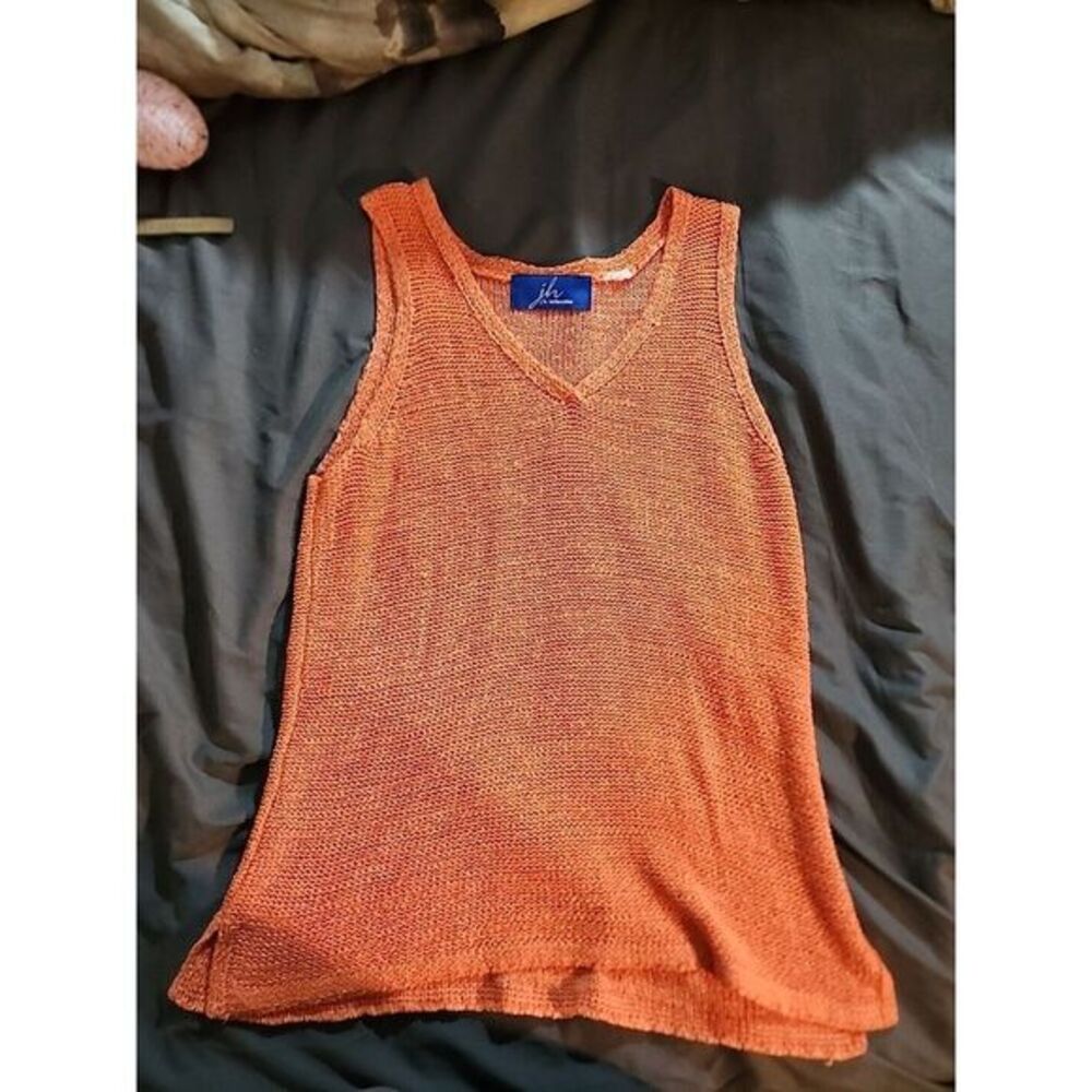 jh collectibles Sz Medium Women's Orange Sweater Vneck Knit Tank Top